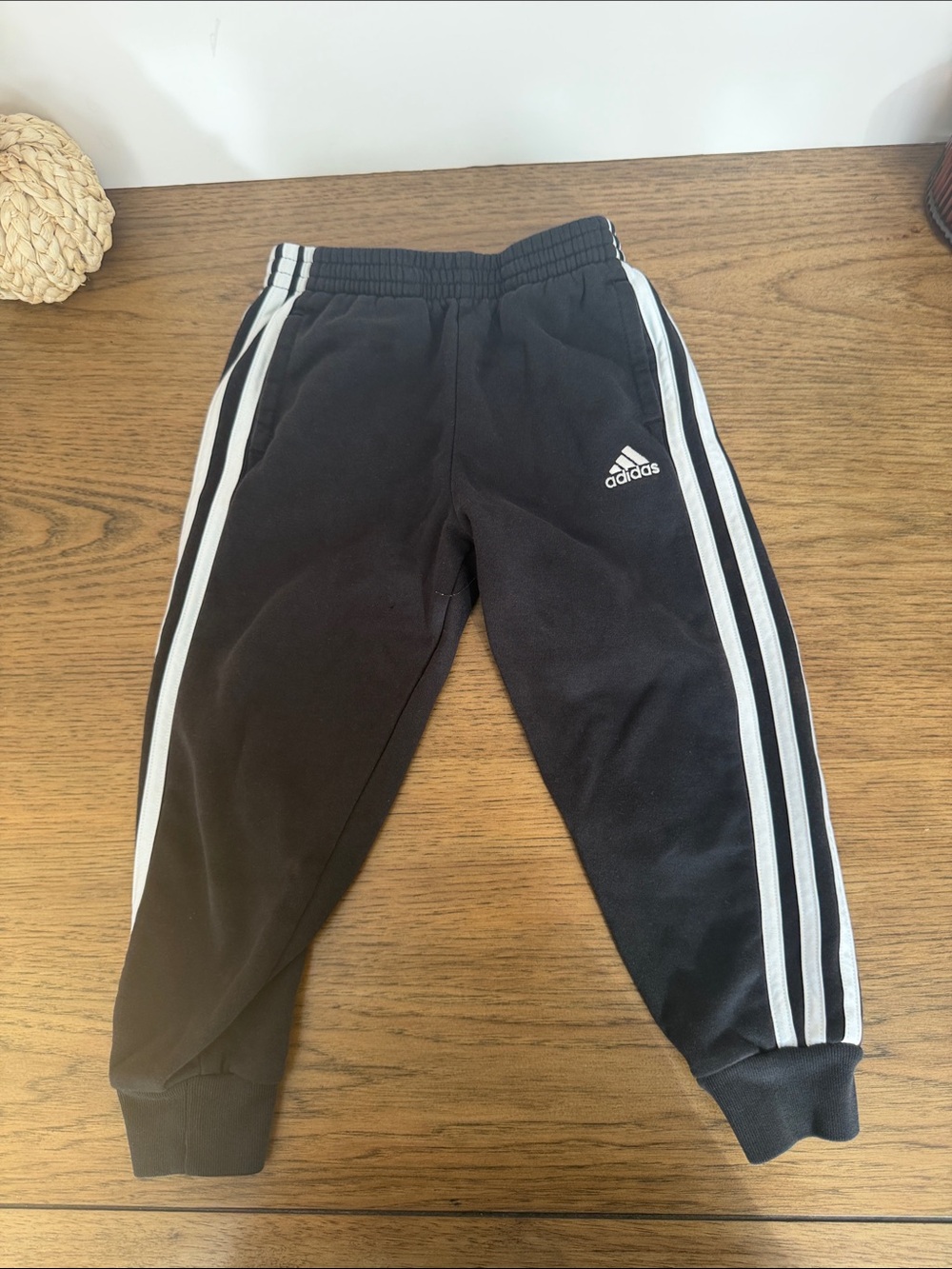 adidas Black Joggers with White Three-Stripes
